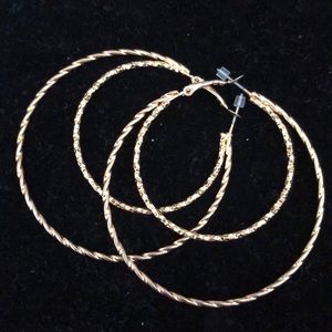 Gold Textured Hoop Earrings